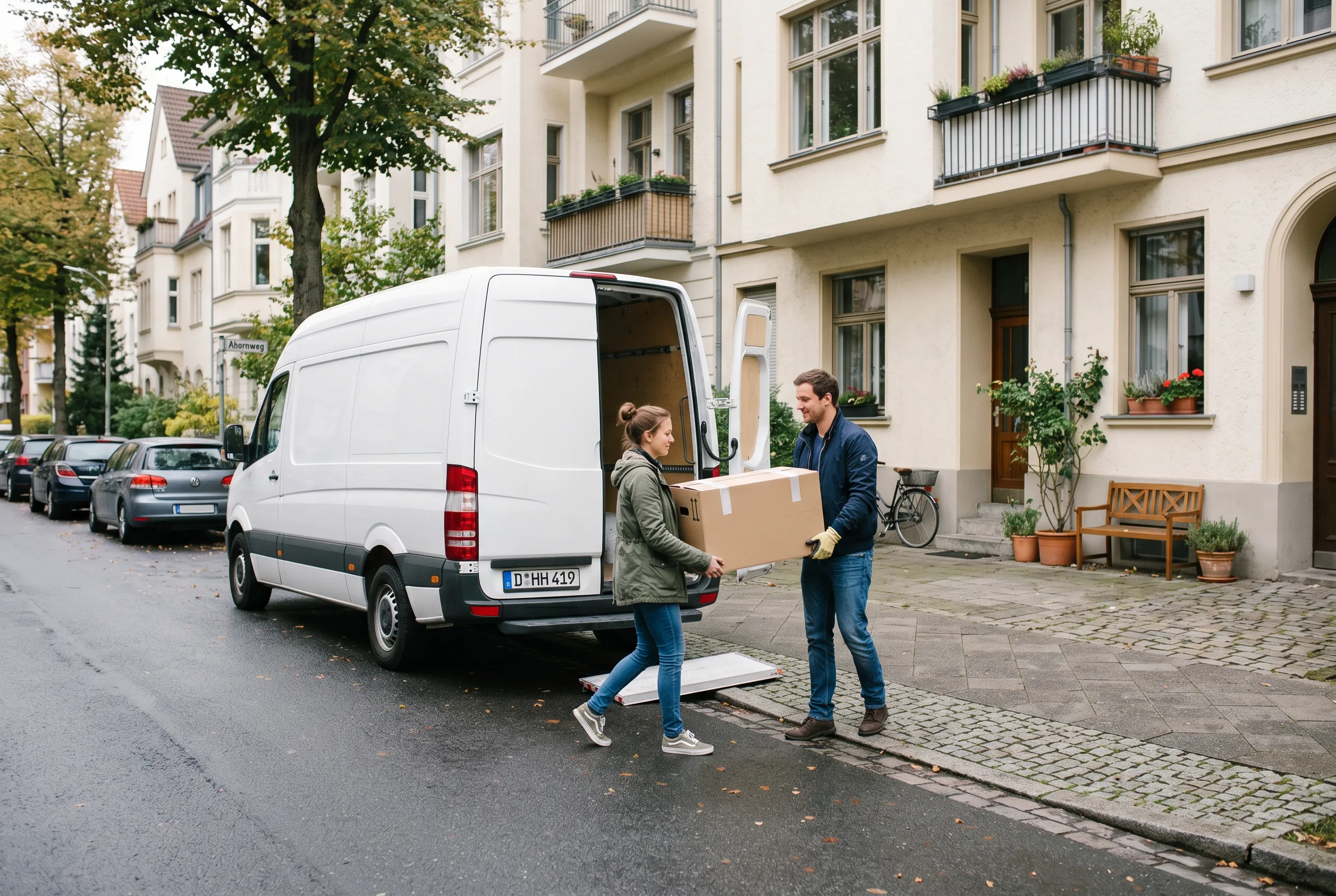 Umzugshilfe und Kleintransporte in Dresden – geordneter Umzug vor Wohnhaus